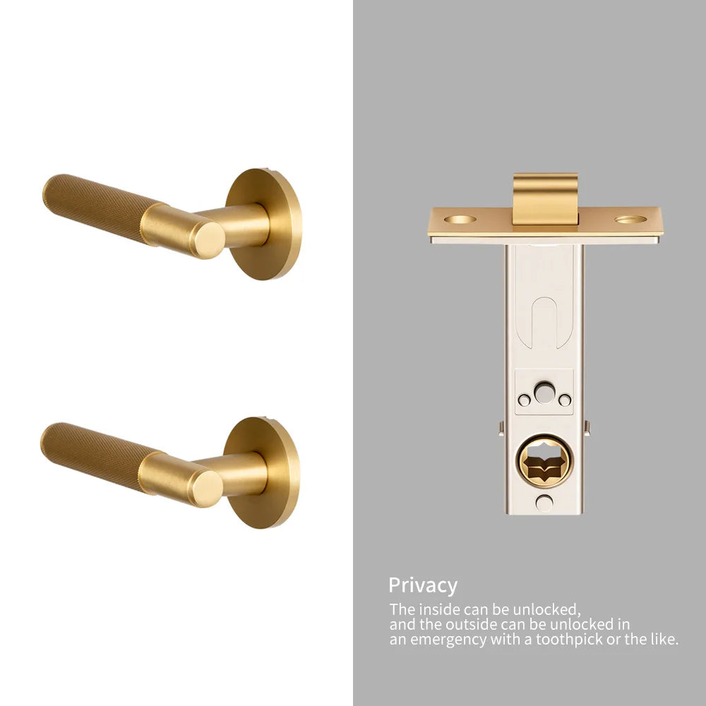 Tidesmit DOOROOM smart lock with camera, modern knurled matte brushed copper interior door lock set, image 28 of 30.