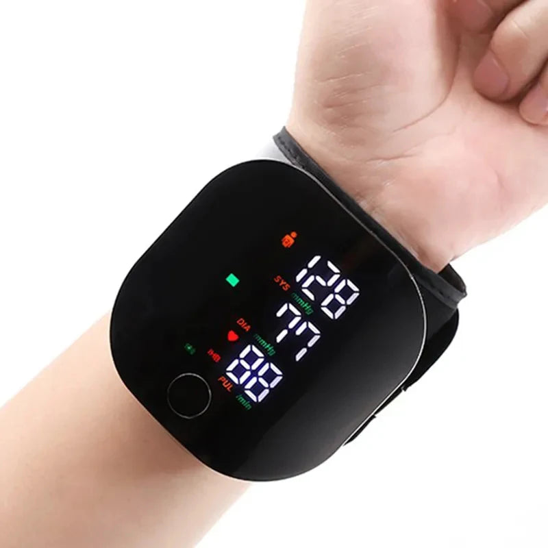Recharge Digital Wrist Blood Pressure Monitor English Voice Sphygmomanometer Heart Rate Pulse Meter Medical Tonometer USB