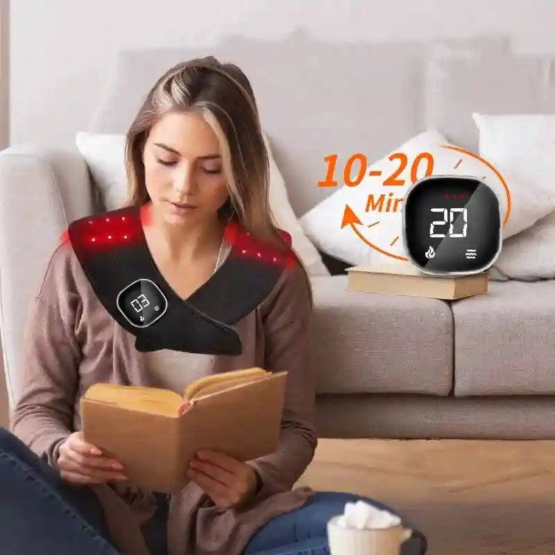 Electric Neck and Shoulder Massager with Infrared Heat - Natural Black Relaxation Treatment Tidesmit