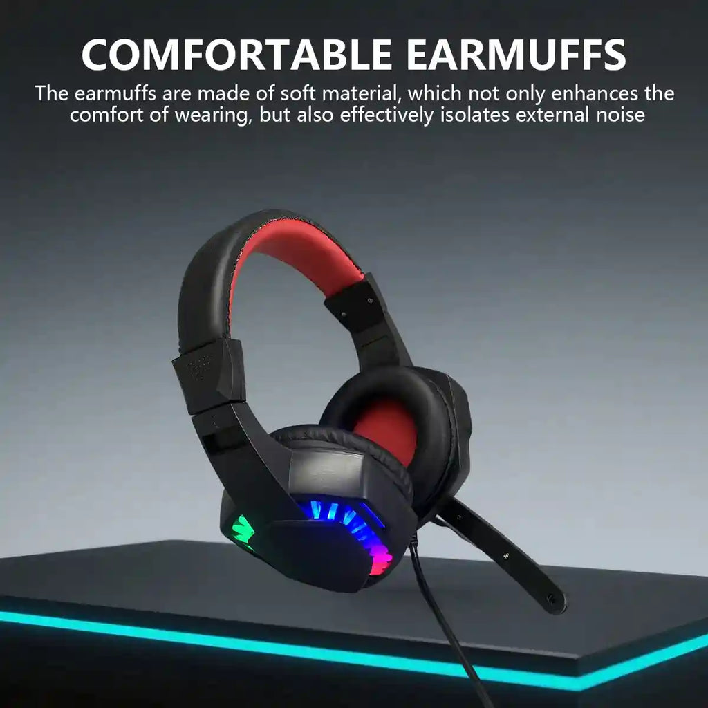 Wired Gaming Headset with RGB Lighting - Over-Ear Precision Audio Tidesmit