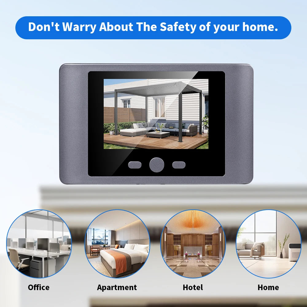 Wireless Home Security Peephole Video Doorbell 720P Digital Door Eye Camera Battery PIR Support Video & Photo Record