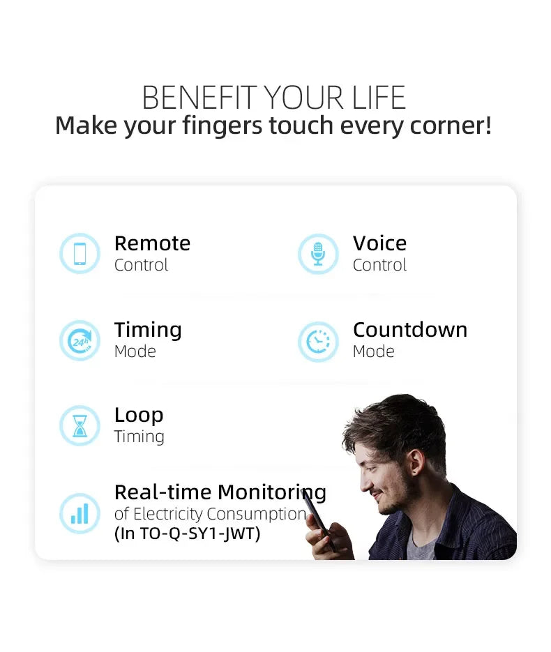 Tuya Wifi Smart Circuit Breaker Switch With Metering 63A1P Din Rail Remote Control Smart Home Smart Life App Timer Module TONGOU