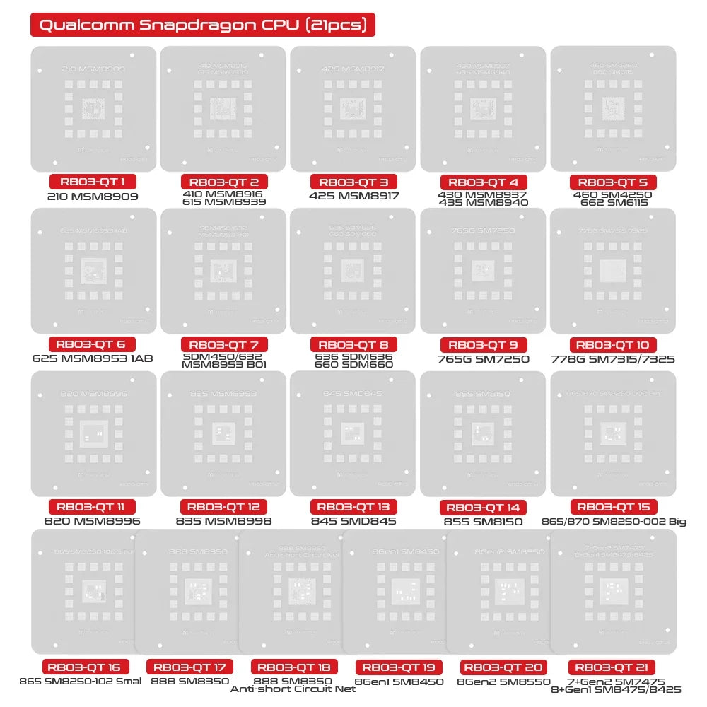 Martview RB03 RB-03 Fullset Multi-functions Automatic Positioning Universal BGA Reballing Station Holder Template - 97pcs Nets