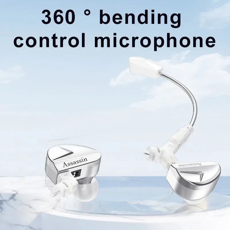 CVJ Assassin Silver in Ear Earphones 1BA+1DD+1Vibrate Game Mode HIFI Microphone Hybrid Tuning Switch Wired Earbuds IEM Headphone Tidesmit