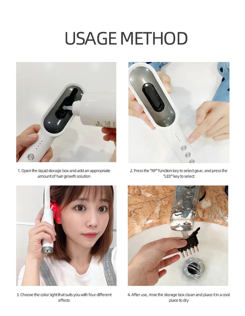 Red Light Therapy Hair Growth Comb - Professional Scalp Massager Relaxation Treatment Tidesmit