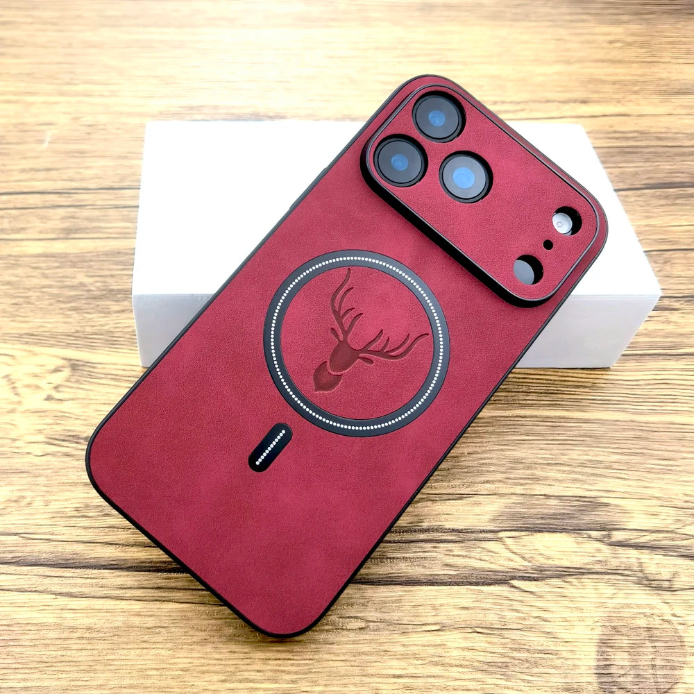 iPhone 17 Pro Max Faux Leather Magnetic Slim Case - Shock Absorbing Tidesmit