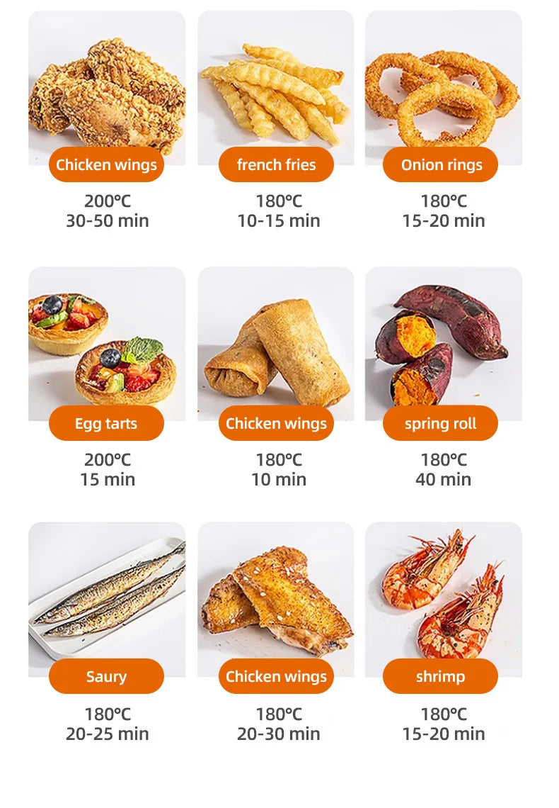 Air Fryer 8L 2800W Oil Free Electric Air Fryer with Touchscreen Household Multi-function Non-fat Fryer with Visible Window