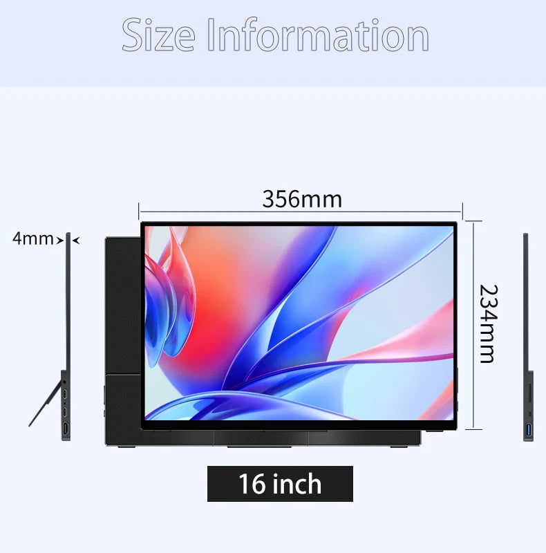 VCHANCE 16 Inch 4K UHD Touch Screen Portable Monitor 100%DCI-P3 HDR Expand Office Movie Display For PC Laptop Phone XBox Switch