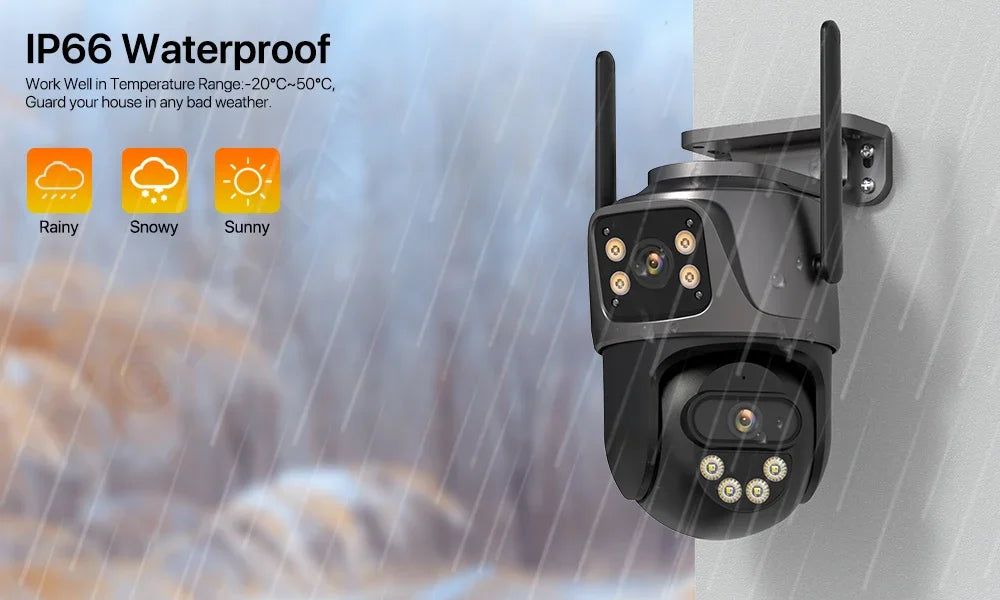 WONSDAR Outdoor 4G SIM Card IP Camera Dual Screen Outdoor  PTZ Camera Auto Tracking Security Video Surveillance ICSEE