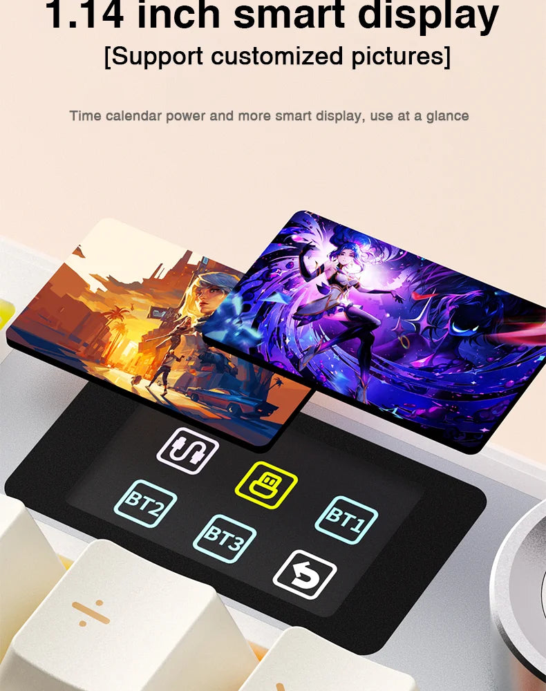 AULA F108 Pro Wireless Bluetooth Keyboard Macro Gaming Keyboard Gasket Hot-swap Full Size Keyboard with TFT Smart Display