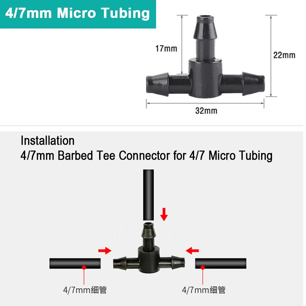 ZK Water Saving Drip Irrigation Kit, 8-Hole Drip Atomizing Nozzle, 4/7 Tubing, C Y Stake for Garden Farm Multi-Scenario Watering