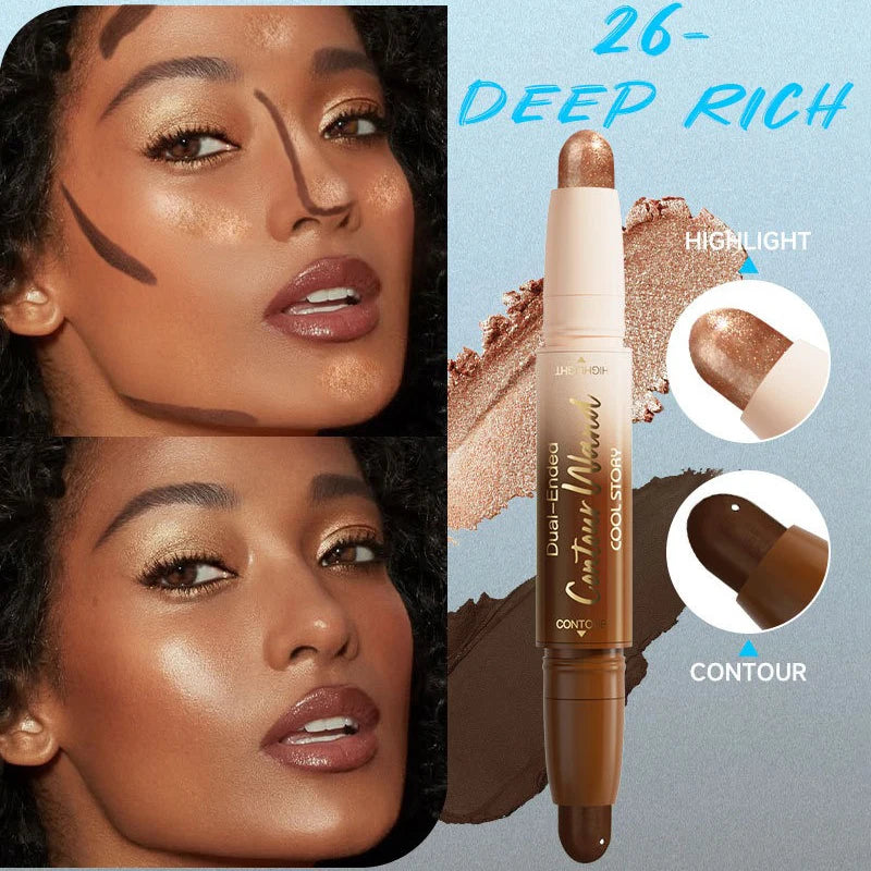 Tidesmit double-ended contour stick showing waterproof highlight and shadow cream texture for full coverage makeup