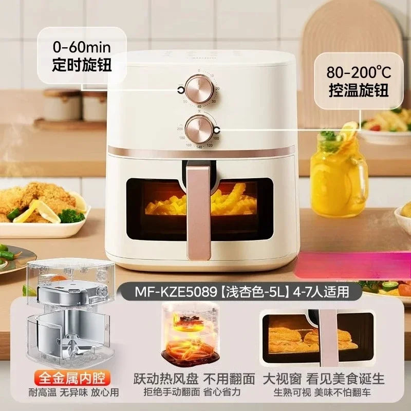 220V New Arrival Midea Home Use Large Capacity Visual Air Fryer Integrates Electric Oven And Deep Fryer No Flip Cooking Machine