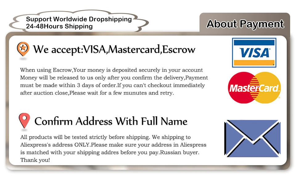 Microwave pressure cooker payment info graphic with Visa and MasterCard icons