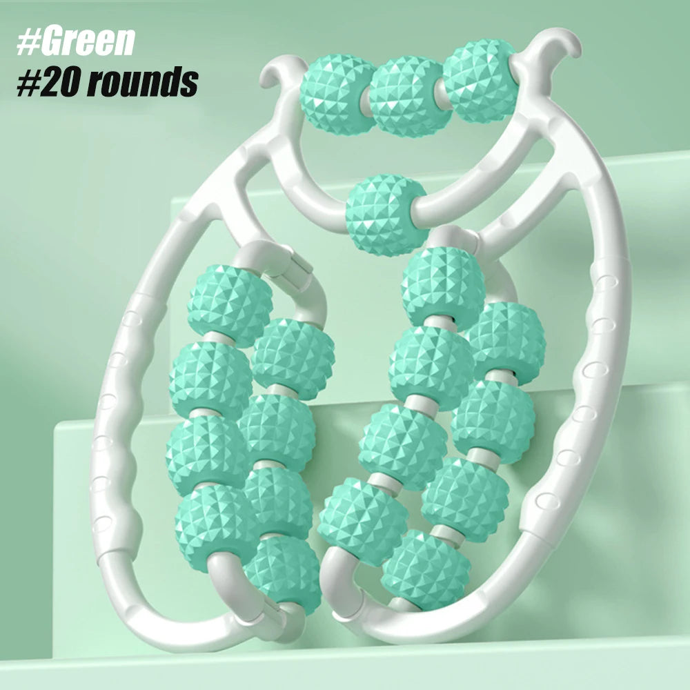 Leg Massager Roller for Cellulite Reduction - 20 Wheel Green Tidesmit Back Massage Instrument Green - 20 rounds Tidesmit