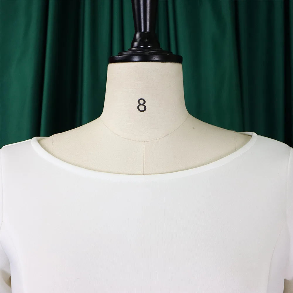 Elegant Pure Color Maxi Dress Evening Gown A- Line Skirt Polyester Fabric round Neck Short Sleeve High Waist Midi Dress