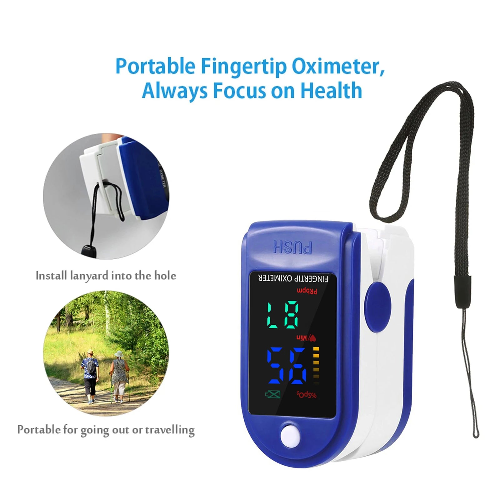 Oximetro monitor Fingertip Oxygen Saturation Detector Medical Pulse Oximeter Clip Health Heart Rate Oximetry LED
