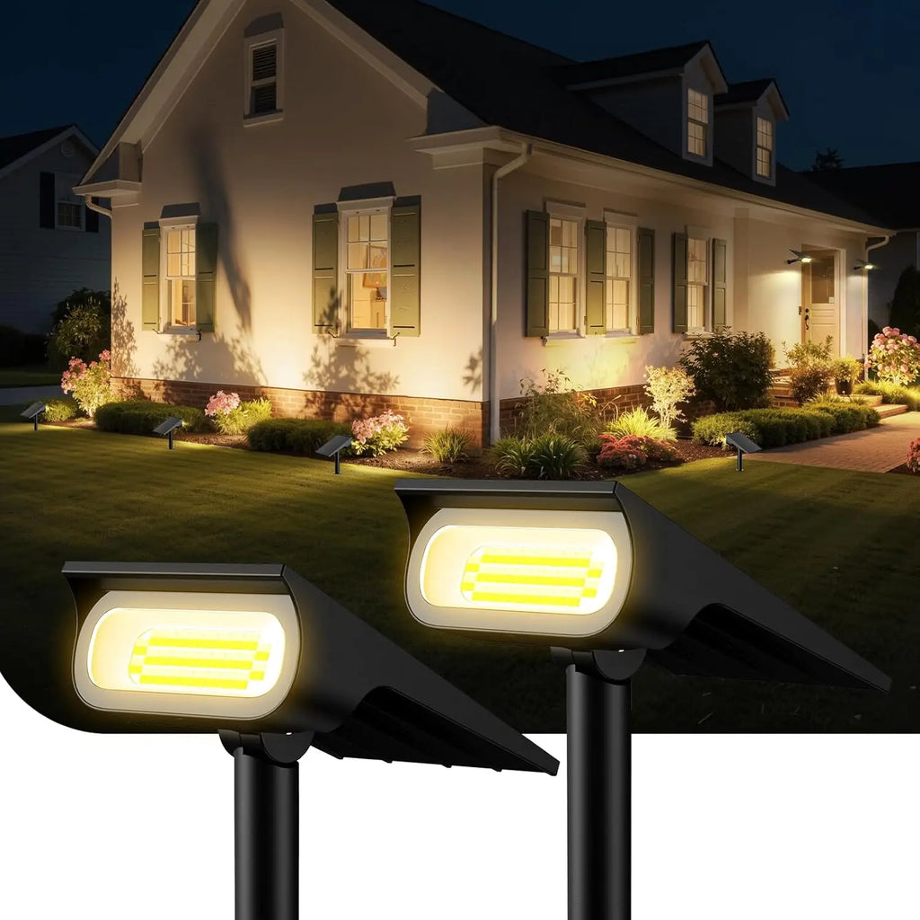 Intelamp Solar Spotlights 4000Mah 3 Color Modes Outdoor Solar Light Garden Lights for Landscape Pathway Yard Patio Garage Driveway Tree