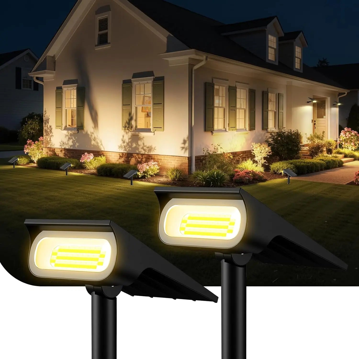 Intelamp Solar Spotlights 4000Mah 3 Color Modes Outdoor Solar Light Garden Lights for Landscape Pathway Yard Patio Garage Driveway Tree