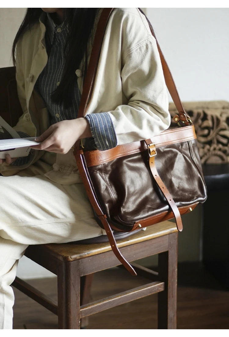 PNDME vintage high-quality first layer cowhide women shoulder bag outdoor travel designer handmade genuine leather underarm bag
