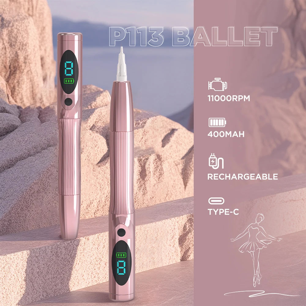 Wireless PMU Machine for Eyebrows - Pink Professional Microblading Pen Permanent Makeup Machines Tidesmit