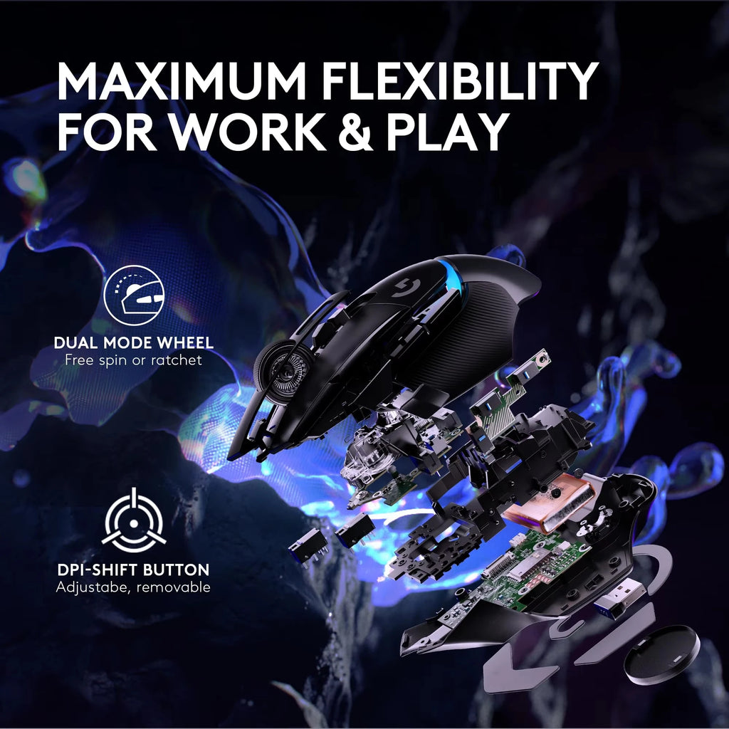 Logitech G502 X Plus Wireless Gaming Mouse - LIGHTSPEED Optical, LIGHTFORCE Switches, LIGHTSYNC RGB, HERO 25K Sensor for PC/Mac
