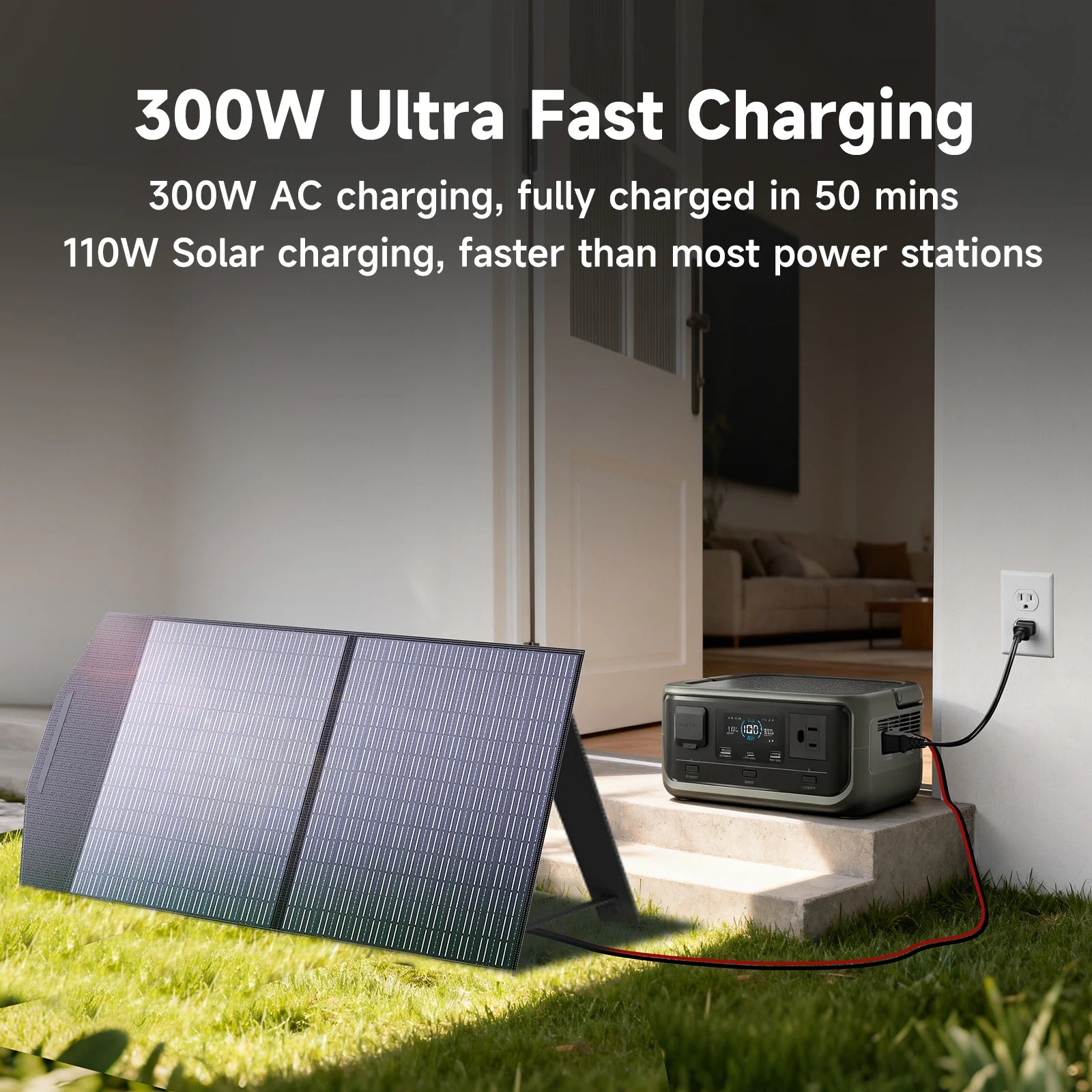 Portable Power Station 256Wh LiFePO4 with 100W Solar Panel Bundle Tidesmit