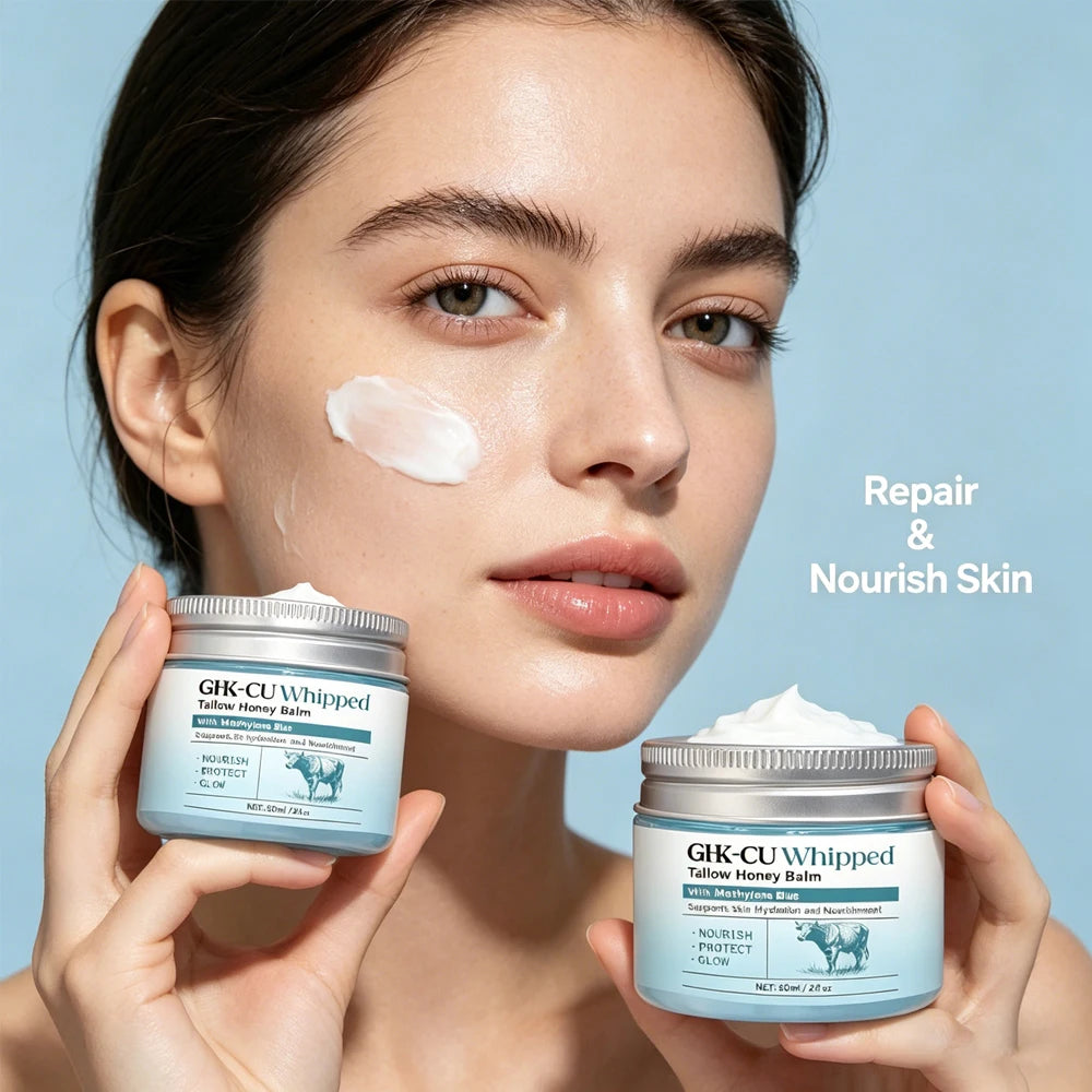 1/2/3PCS Copper Peptides GHK-Cu Beef Tallow for Skin, Blue Balm Manuka Honey & Vitamin E, Natural Face Moisturizer, Skincare