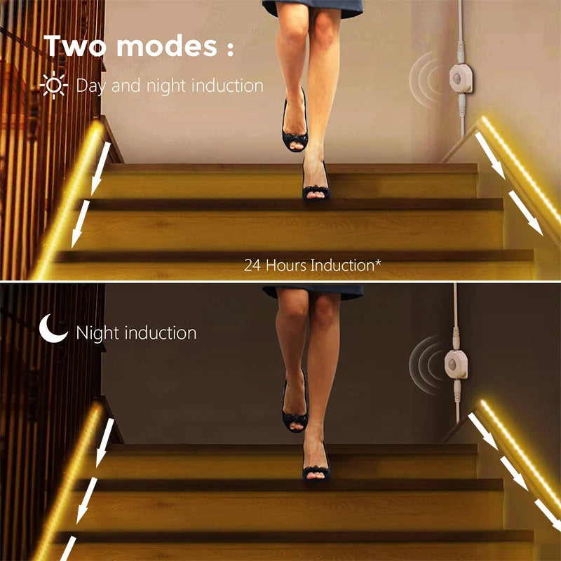 Motion Sensor Stair Lights With Chase Effect Under Bed Lights Under Cabinet Lights, Motion Activated Led Light Strip for Home