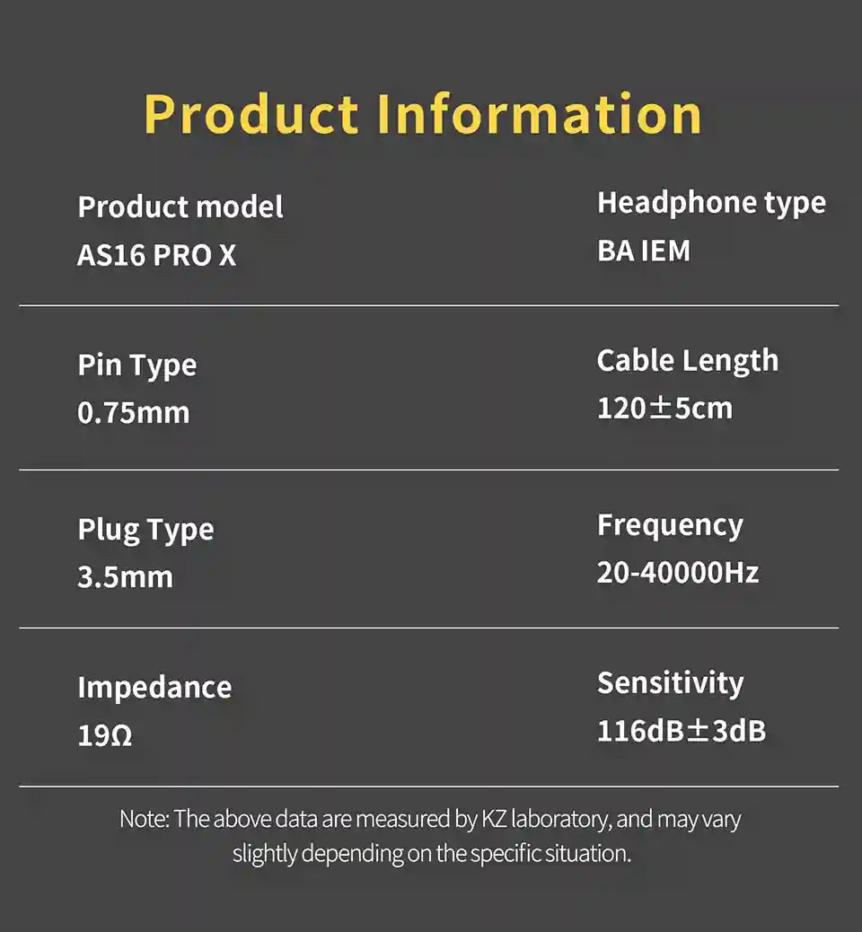 KZ AS16 Pro In-Ear Monitors | 16 Balanced Armature HiFi Earphones Tidesmit