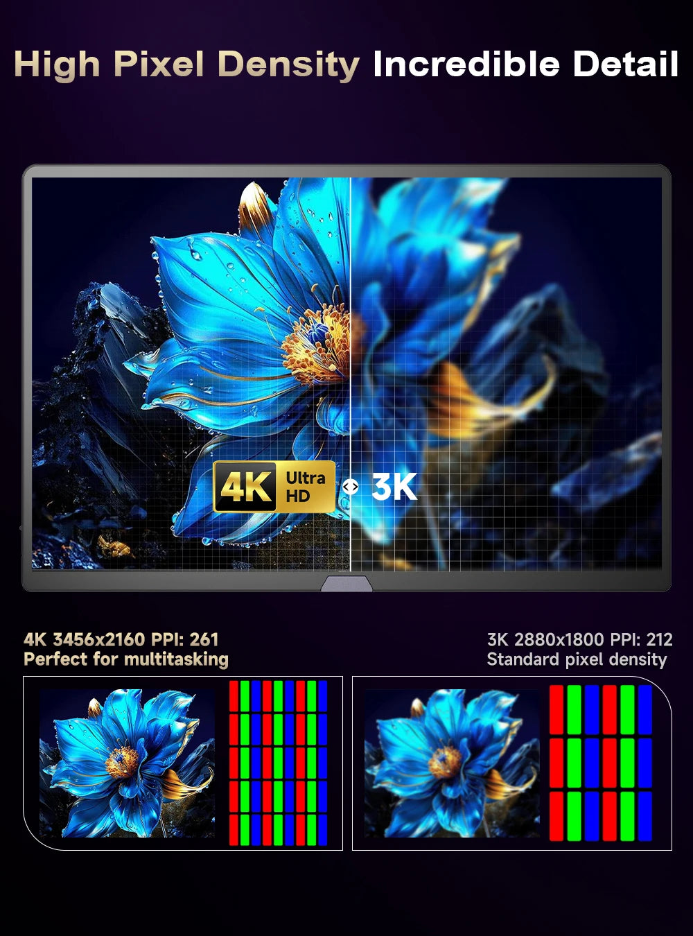 UPERFECT 15.6“ 4K OLED Portable Gaming Monitor 16:10 500Nits 0.1MS Laptop Display Ultra-Slim Aluminum Design Built-in Kickstand