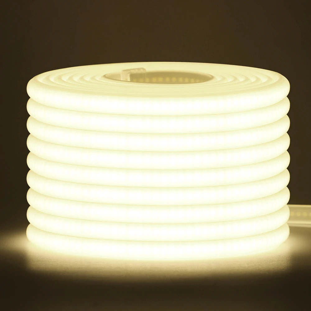 220V Dimmable COB Led Strip Light ON/OFF Dimmer Waterproof 288Leds Flexible Neon Lamp Home Decor EU Power Kit Warm Natural White