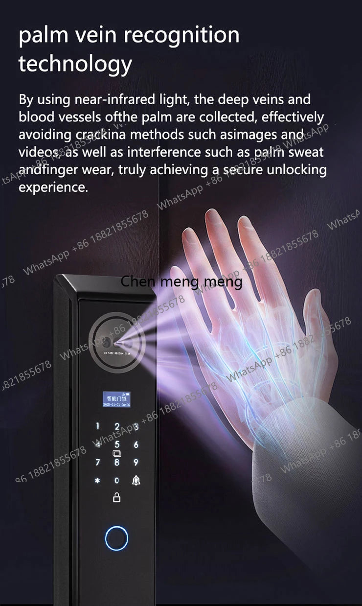 Smart lock with Camera 3D Facial Recognition Electronic Door Lock with Visual Doorbell for Video Surveillance
