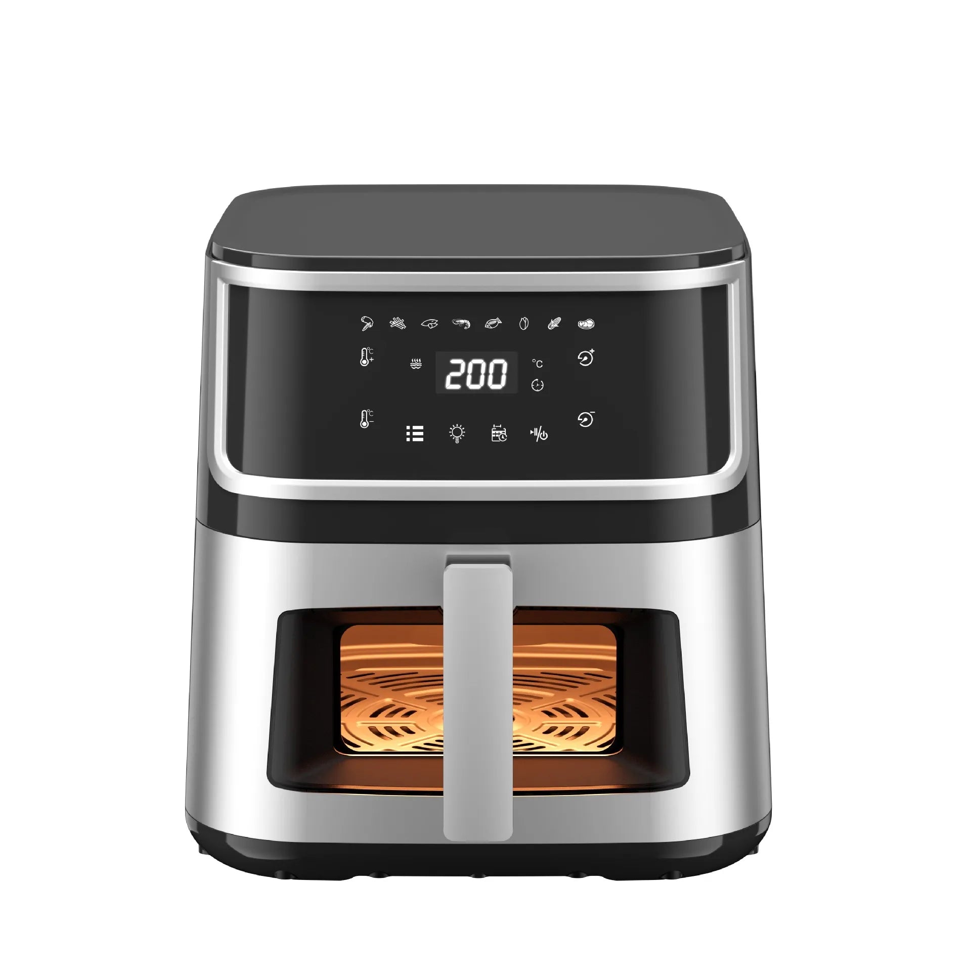Smart Electric Air Fryer Household Multifunctional Automatic Potato Chip Machine 8L Stainless Steel Interior With Window