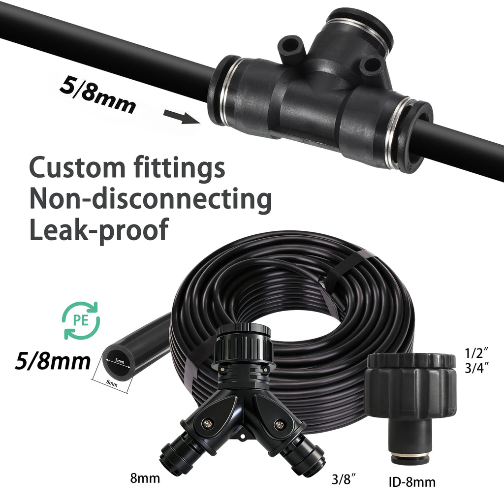 Garden 5 30M 8mm PE Hose 20cm 360 Bending Brass Nozzle Spray Kit Atomized Automatic Irrigation Equipment Plants Mist Watering System