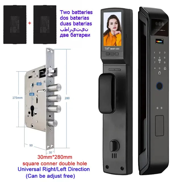 WIfi Tuya APP Remote Unlock Voice Intercom 3D Face Recognition Smart Door Lock With Camera Fingerprint Password Digitl Door Lock