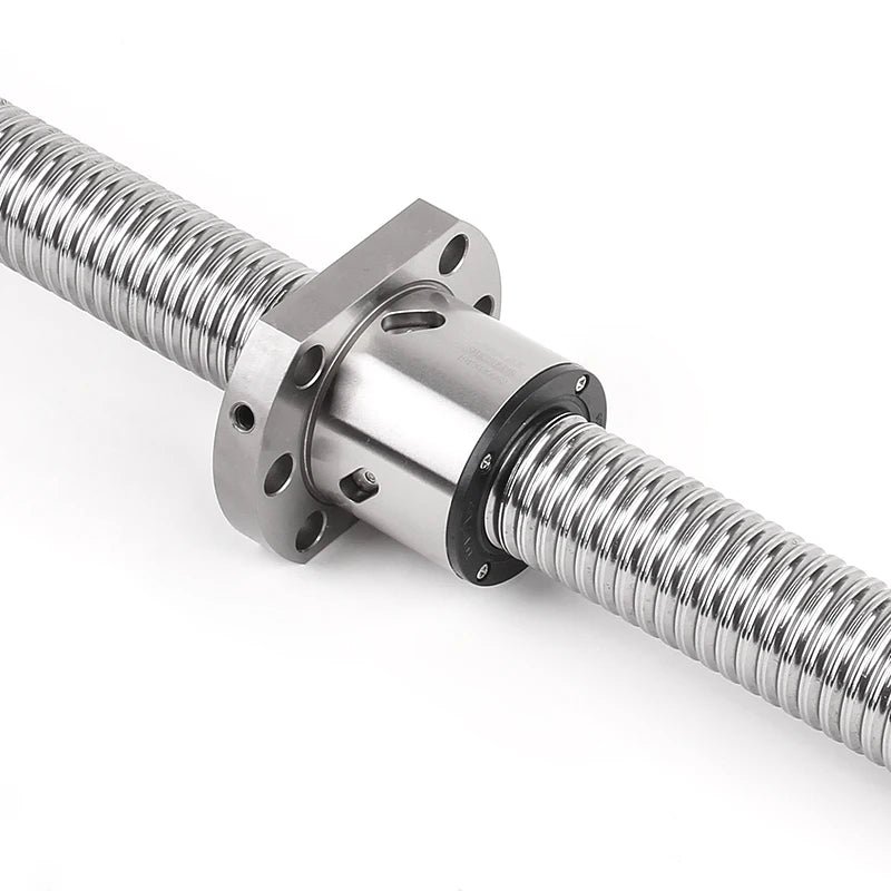 Roller ball screw assembly with silver nut and flanged end, threaded shafts both sides