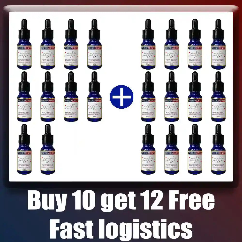 Strong Psychedelic Pheromone Oil for Men, 22-pack blue dropper bottles, long-lasting fragrance for dates and events.