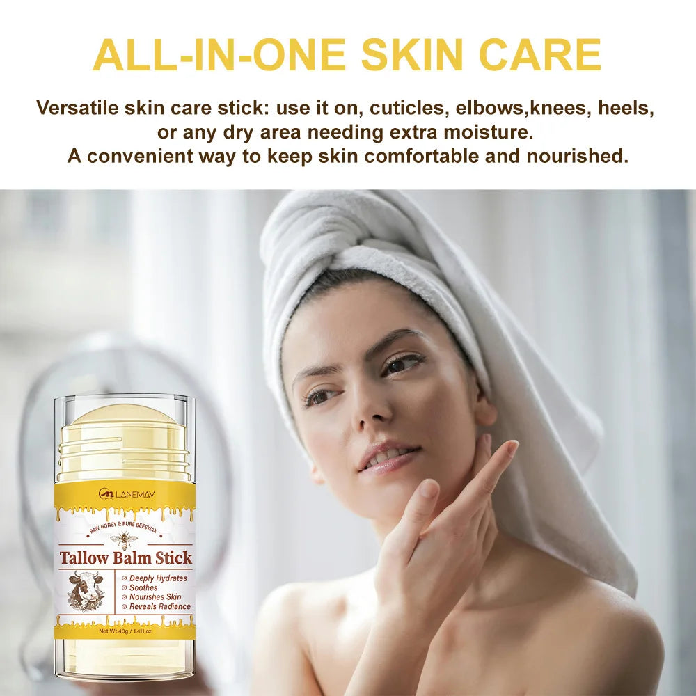 Multipurpose Tallow Balm Stick with Grass-Fed Beef Tallow & Raw Honey | Deeply Hydrates, Soothes & Nourishes Dry Skin 40g
