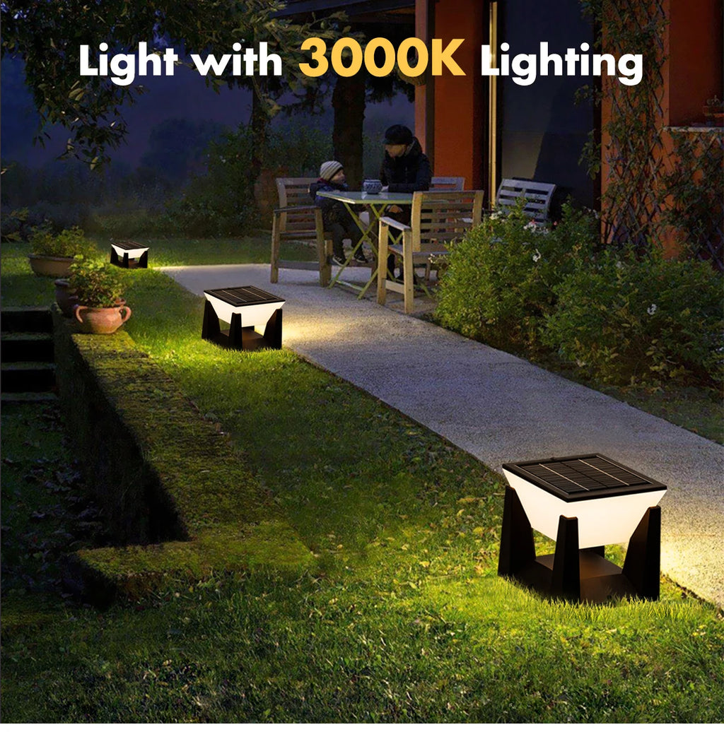 Solar Garden Lawn Decor Light Outdoor Solar Post Light Solar Pillar Column Light Modern LED Fence Deck Cap Lamp IP65 Waterproof