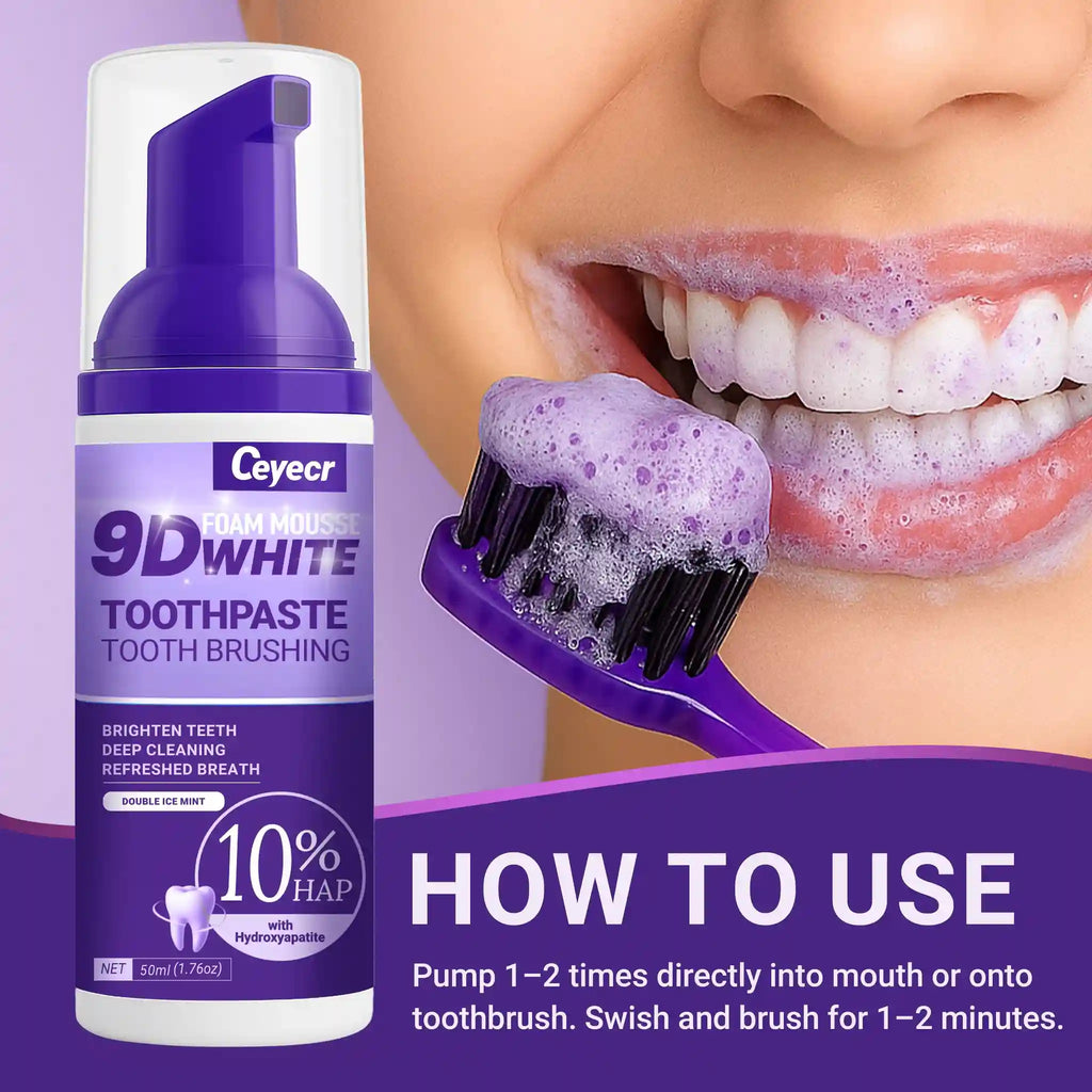 Tidesmit 9D white mousse toothpaste for effective teeth whitening and stain removal for fresh oral care