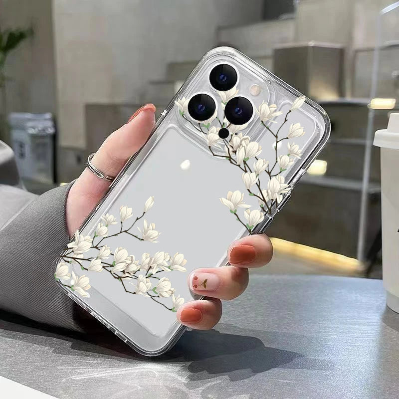 Redmi Note 14 Clear Case | Jasmine Floral Shock-Absorbing Slim Fit Cover Tidesmit