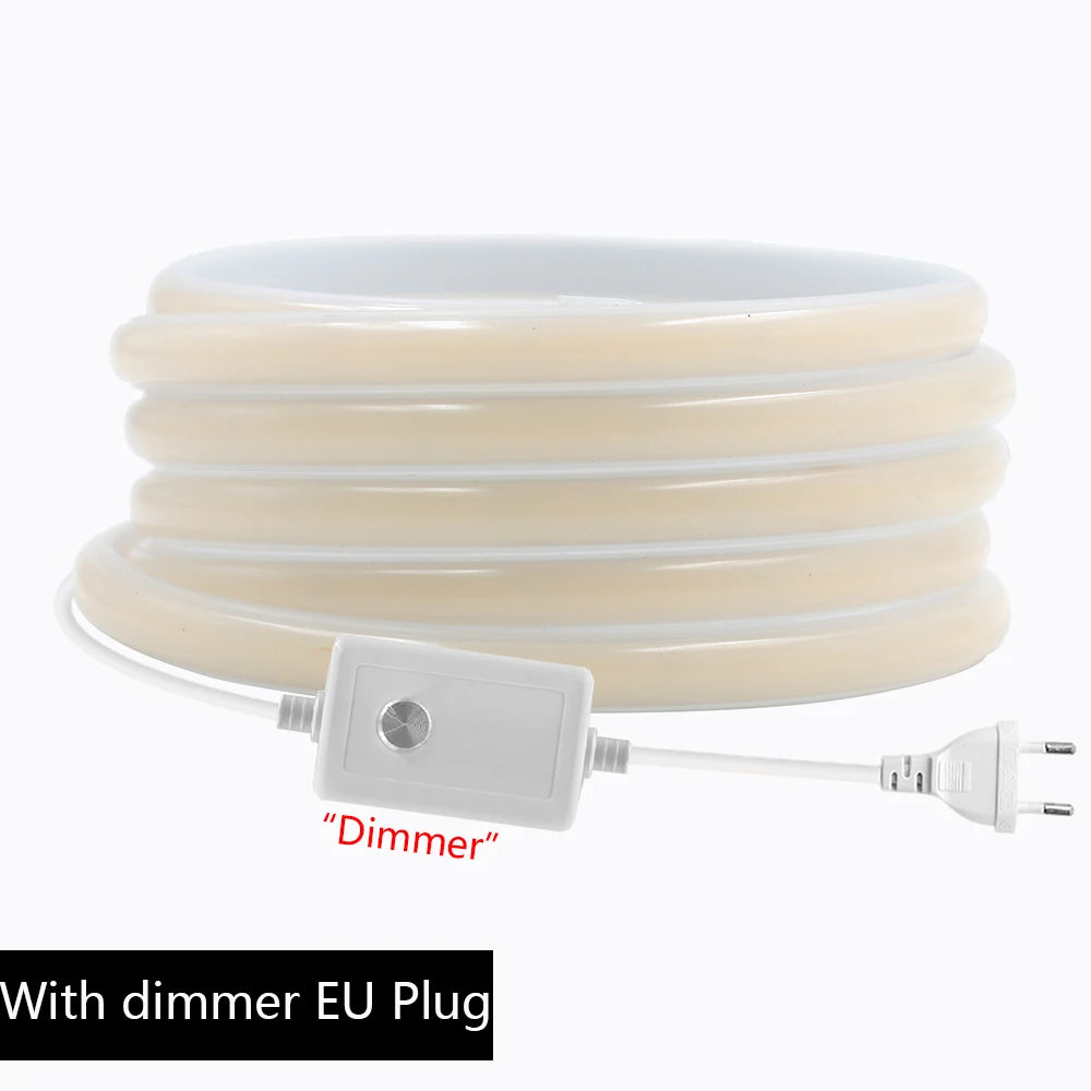 220V Dimmable COB Led Strip Light ON/OFF Dimmer Waterproof 288Leds Flexible Neon Lamp Home Decor EU Power Kit Warm Natural White