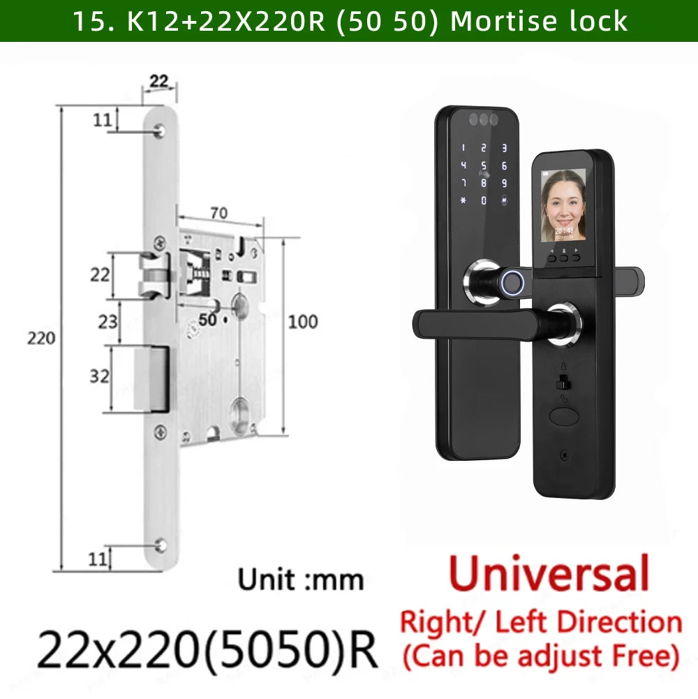 CDOK K12 Tuya WiFi smart door lock, remote unlocking, with cat-eye camera and face unlocking