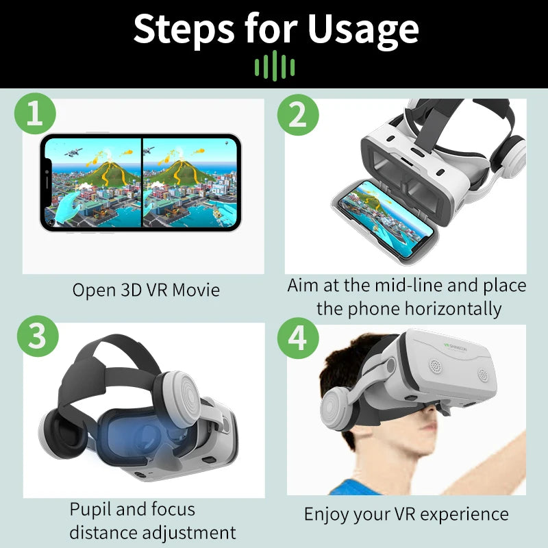 VR Headset for Smartphones - Immersive 3D Glasses with Remote Controller Tidesmit