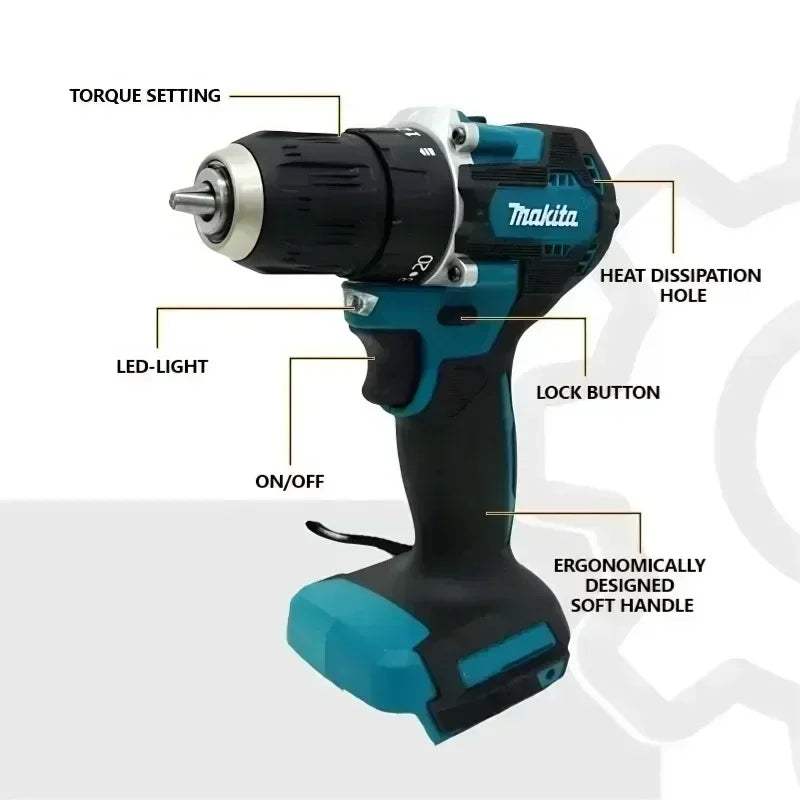 Makita DDF487 13mm Brushless Household 18V Lithium-ion Charging Impact Drill,high Torque Electric Screwdriver Makita 18V Battery
