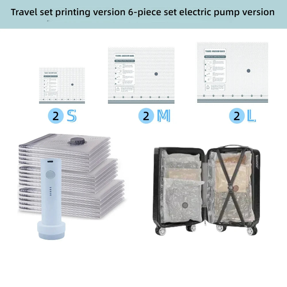 Tidesmit 9-pack travel vacuum seal bags for clothes with portable electric pump for space saving luggage compression