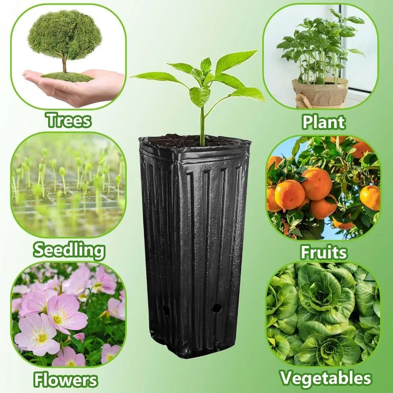 Plastic Deep Plant Nursery Pots Large Seedling Flower Container Starting Pots with Drainage Holes for Indoor Outdoor Gardening