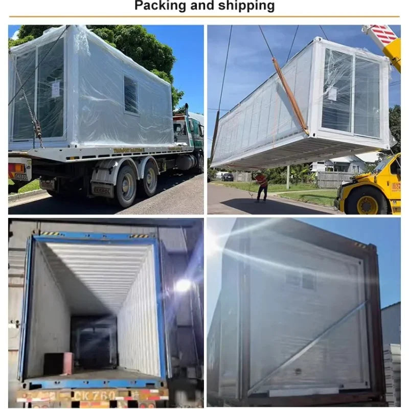 Modern 20ft Mobile Modular Prefab Container Homes Travel Trailer for Office Villa Use Tiny Houses with Sandwich Panel Wheels