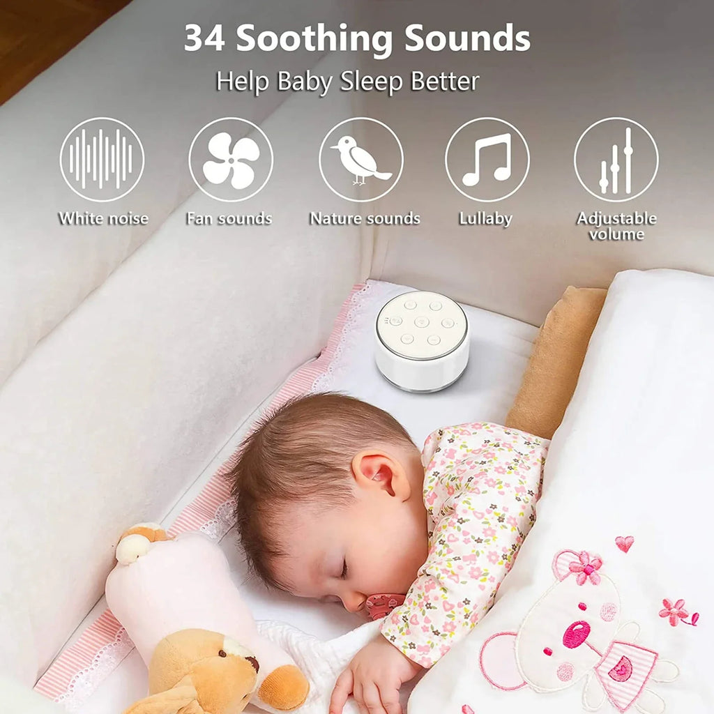 Desktop Sleep Sound Machine White Noise Machine for Baby Sleep Soother 7 Colors Night Lights 34 Soothing Sounds and Timer